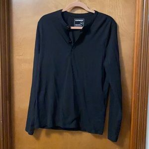 Men’s black LS Henley shirt